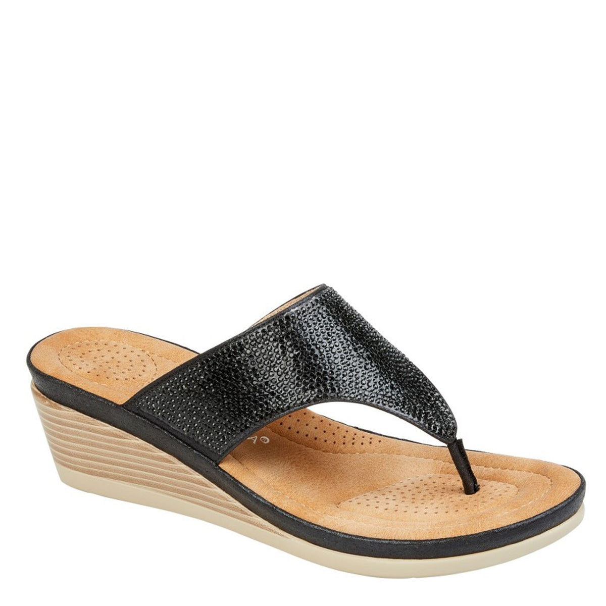 Cipriata Sandra Toe Post Diamonte Wedge Sandals