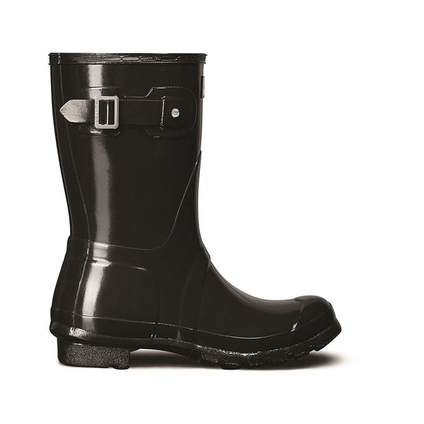 Womens Hunter Original Short Gloss Winter Snow Rain Black Wellington Boots