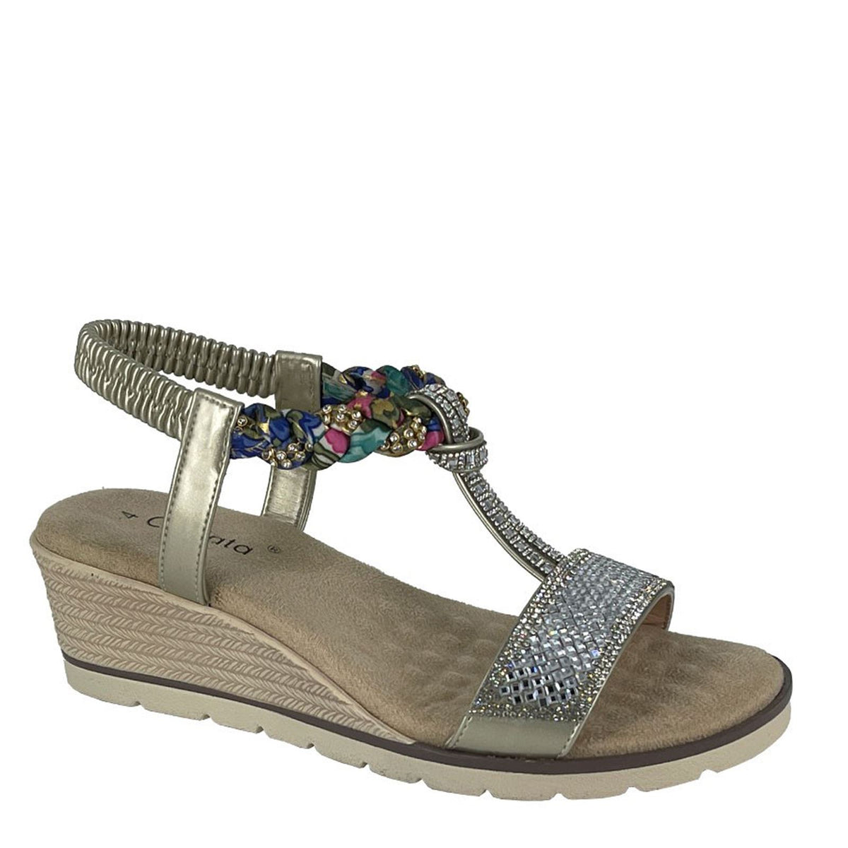 Cipriata Gilda Diamante Elasticated Halter Back Sandals