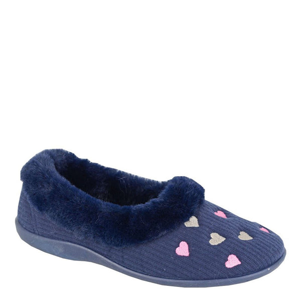 Sleepers Daisy Faux Fur Full Cuff Hearts Slippers