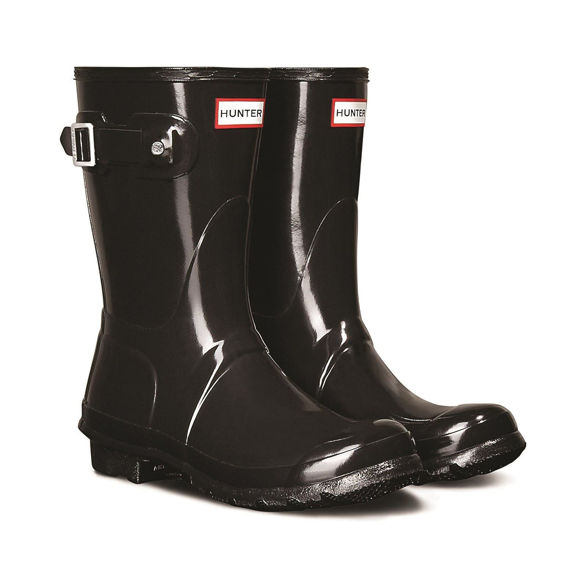 Womens Hunter Original Short Gloss Winter Snow Rain Black Wellington Boots