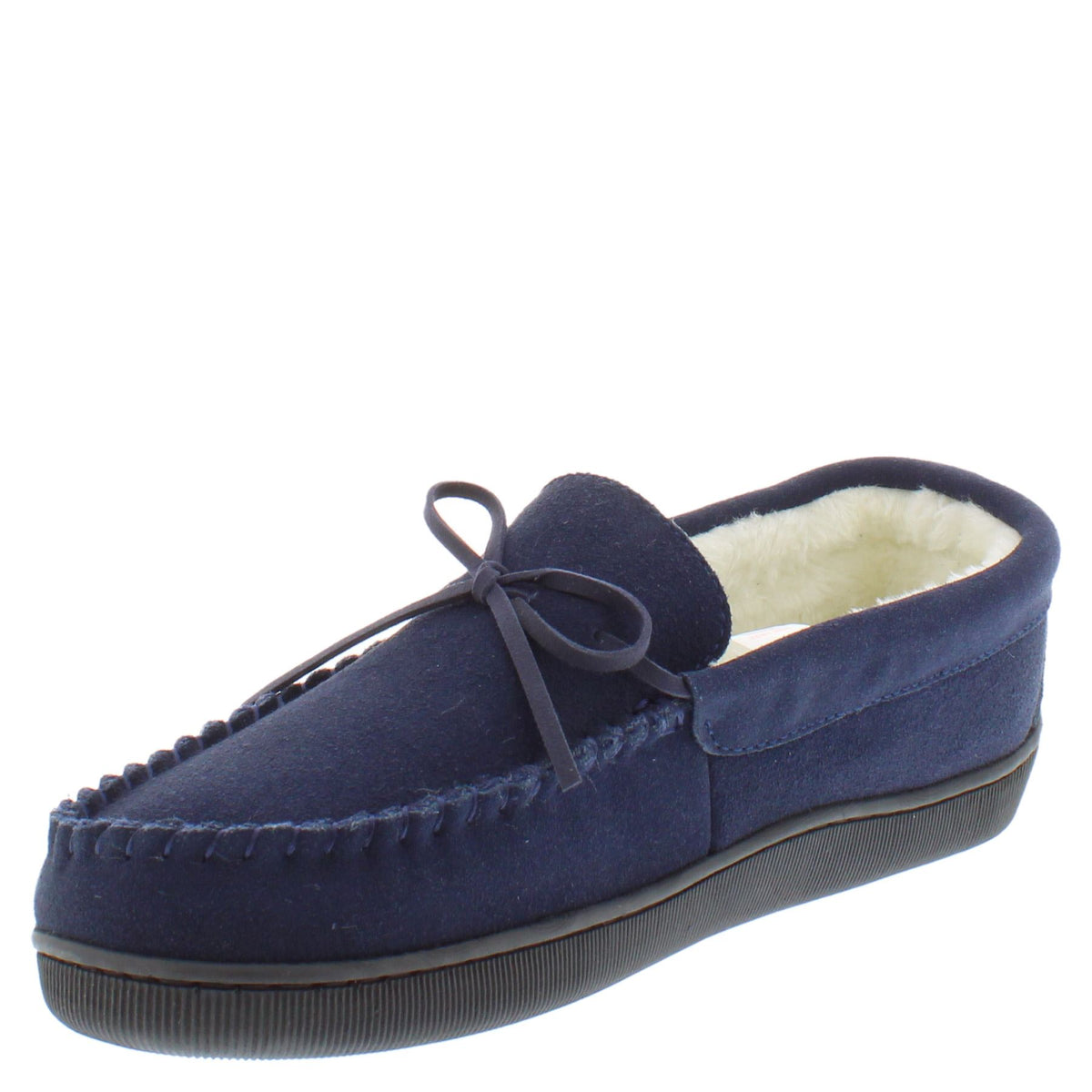 Dunlop Joshua Leather Faux Fur Lined Mocassin Slippers