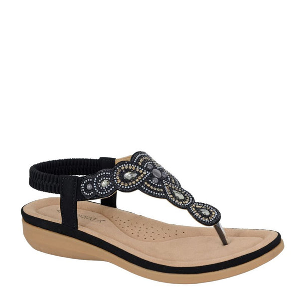 Cipriata Mazzina Jewelled Elasticated Back Toe Post Sandals