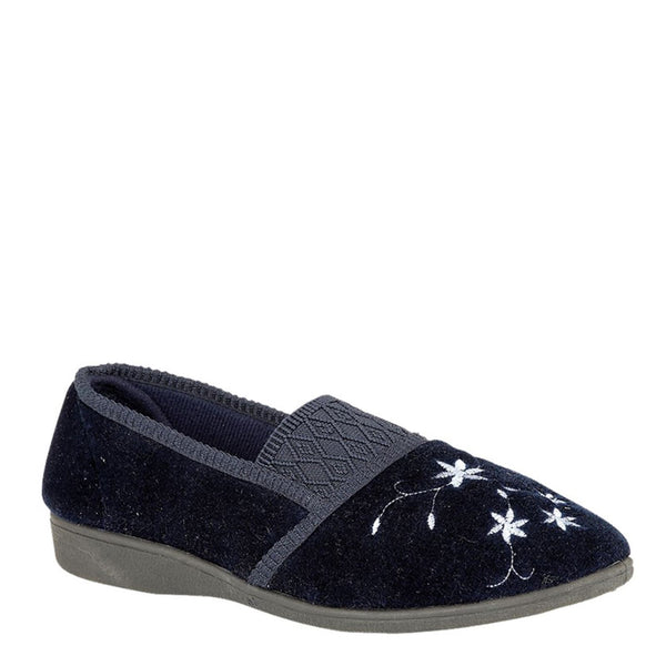 Zedzzz Joanna Embroidered Centre Gusset Slippers