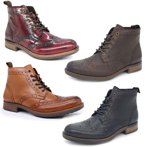 Kingston Brogue Lace Up Leather Boots