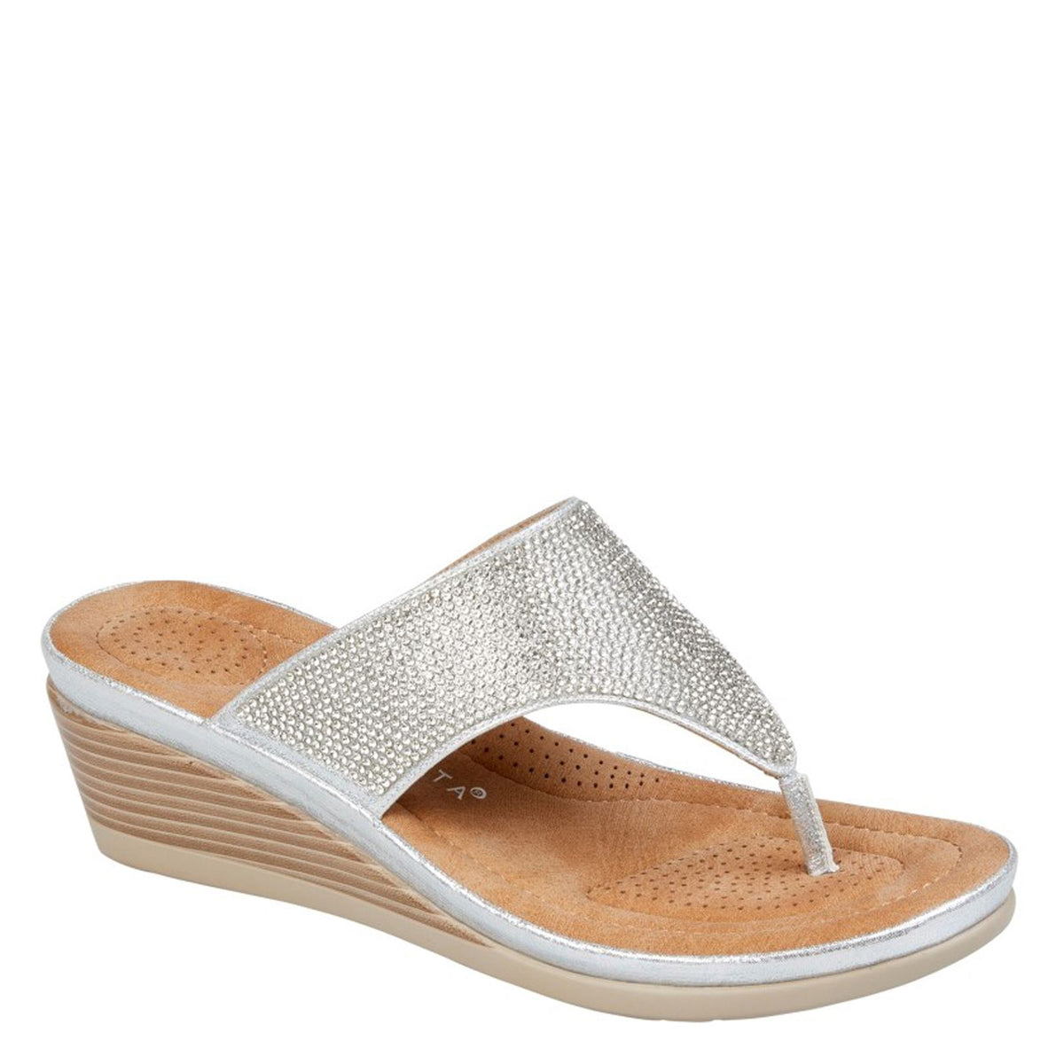 Cipriata Sandra Toe Post Diamonte Wedge Sandals