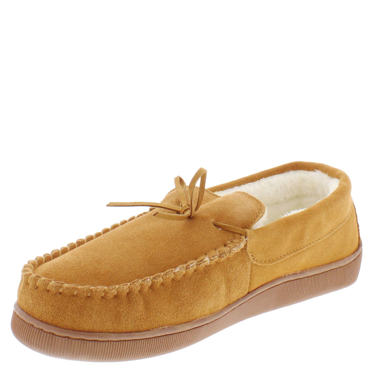 Dunlop Joshua Leather Faux Fur Lined Mocassin Slippers