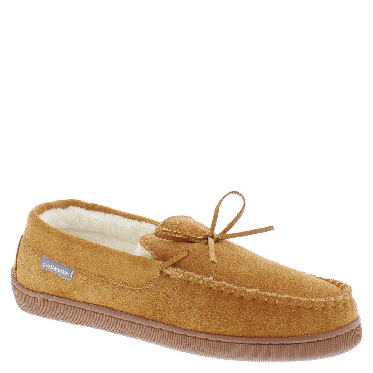 Dunlop Joshua Leather Faux Fur Lined Mocassin Slippers