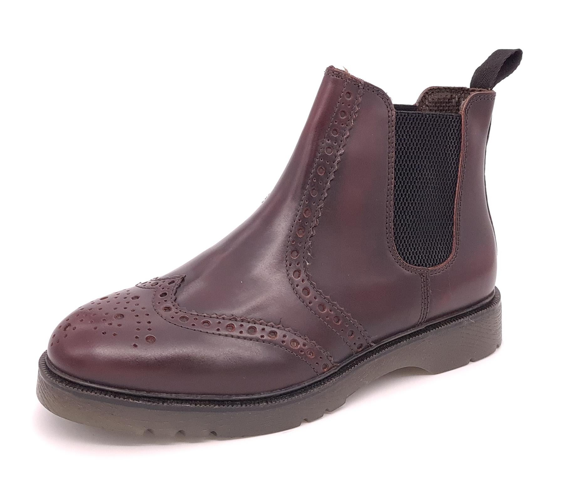 Burgundy brogue sale chelsea boots