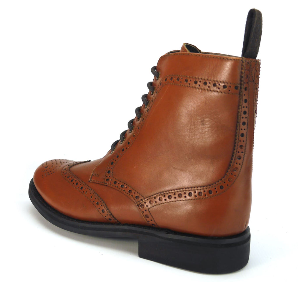 Frank James Benchgrade Cotswold Leather Welted Lace Up Brogue Rubber Sole Dealer Boots